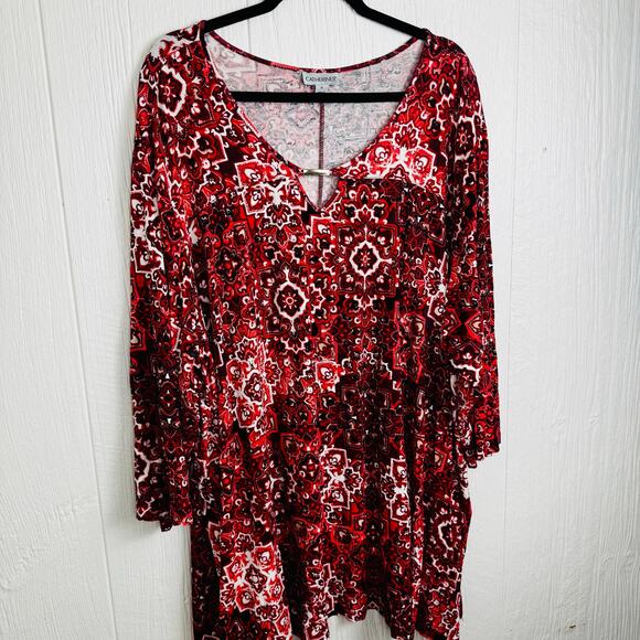 Women's Red Patterned Top - Picture 8 of 9
